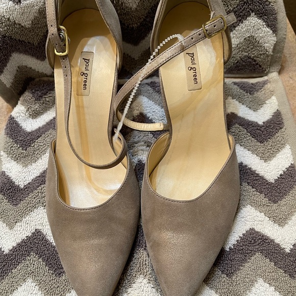 Paul Green pointy toe tan 3 inch heel strap size 9 women’s shoes pre owned - Picture 1 of 15